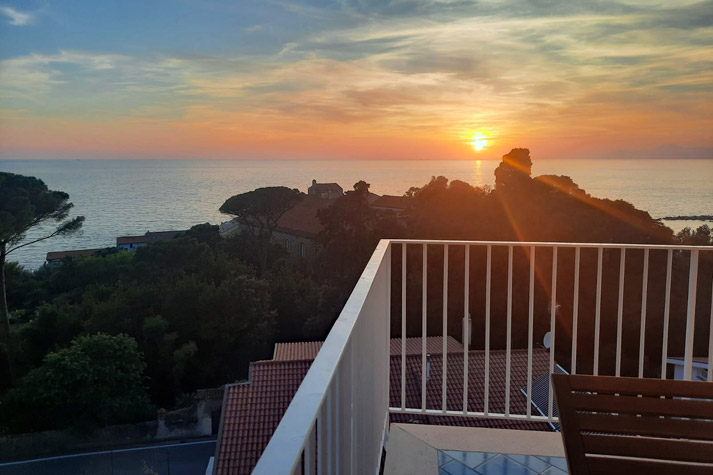 Sonnenuntergang von der Terrasse der Ferienwohnung Bella a Mare